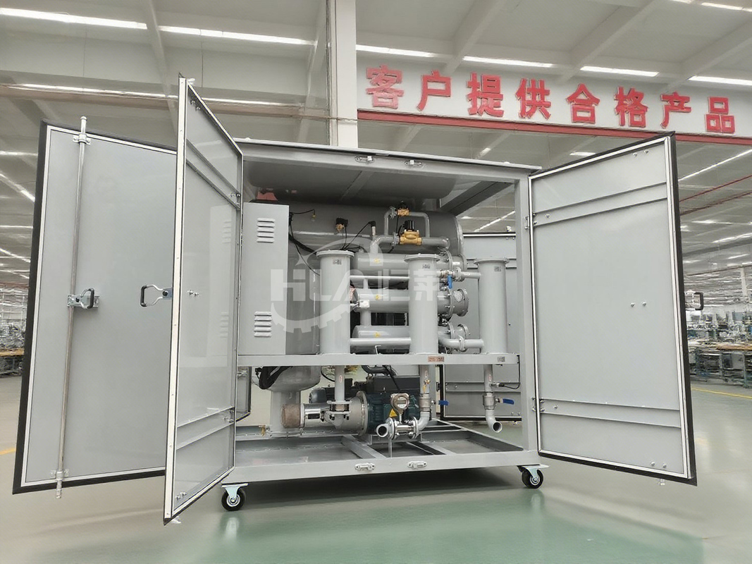 Water Content ≤3ppm Vacuum Level -0.06～-0.099 Mpa Device of Mobile Oil Purifier with Design and Performance